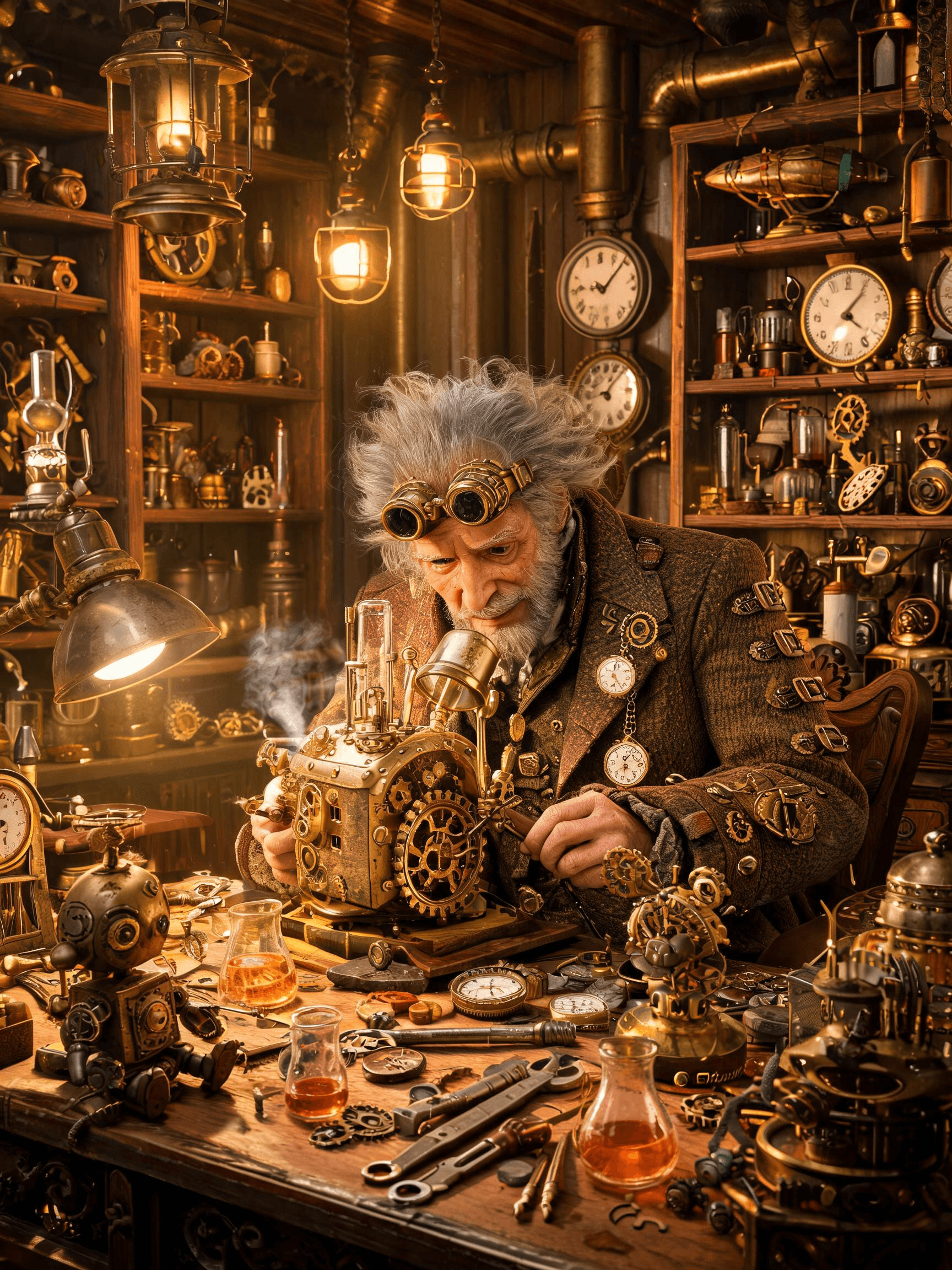 AI image β craftsman in a candlelit workshop