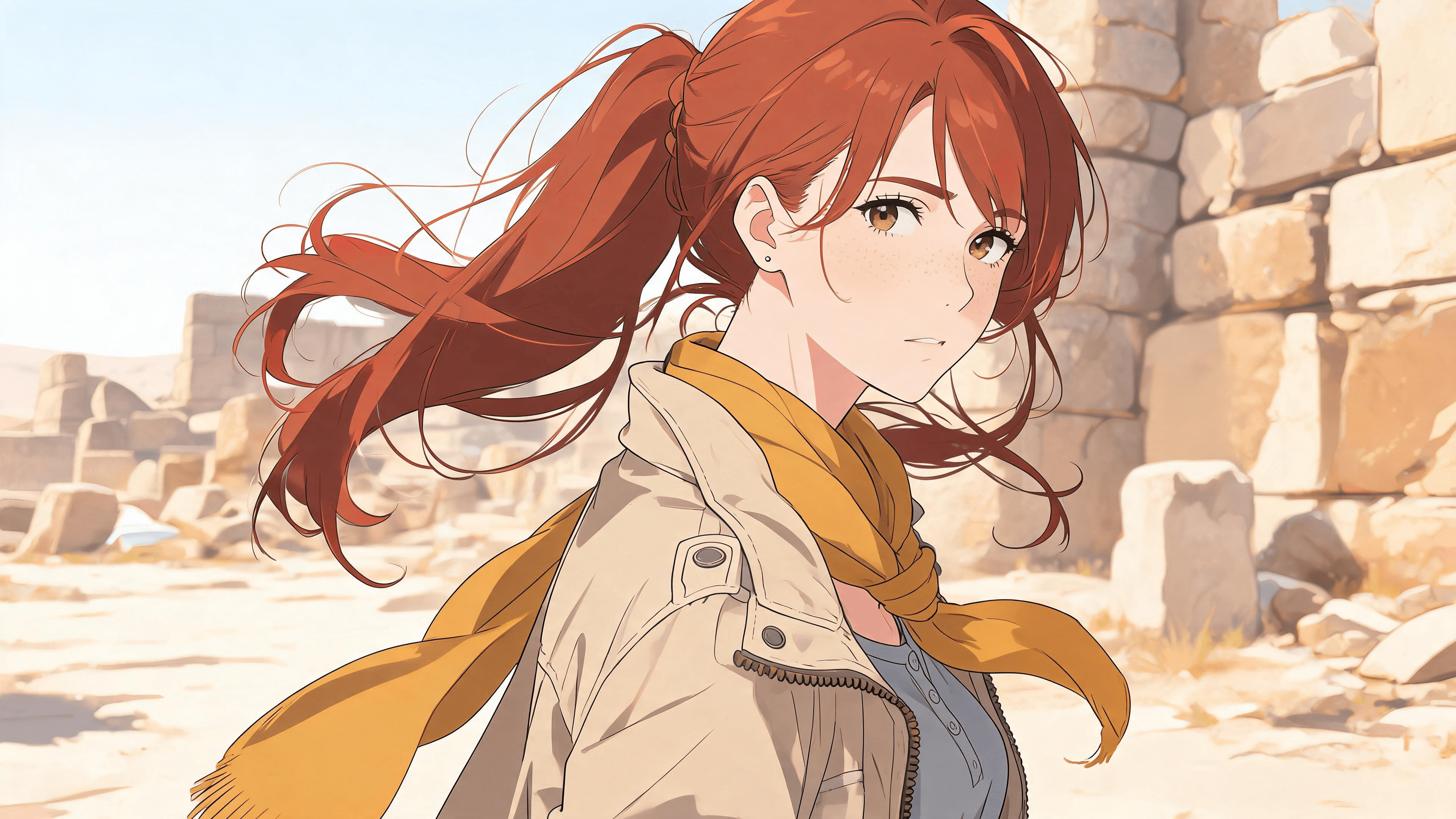 Consistent character rendered in anime style with character lock