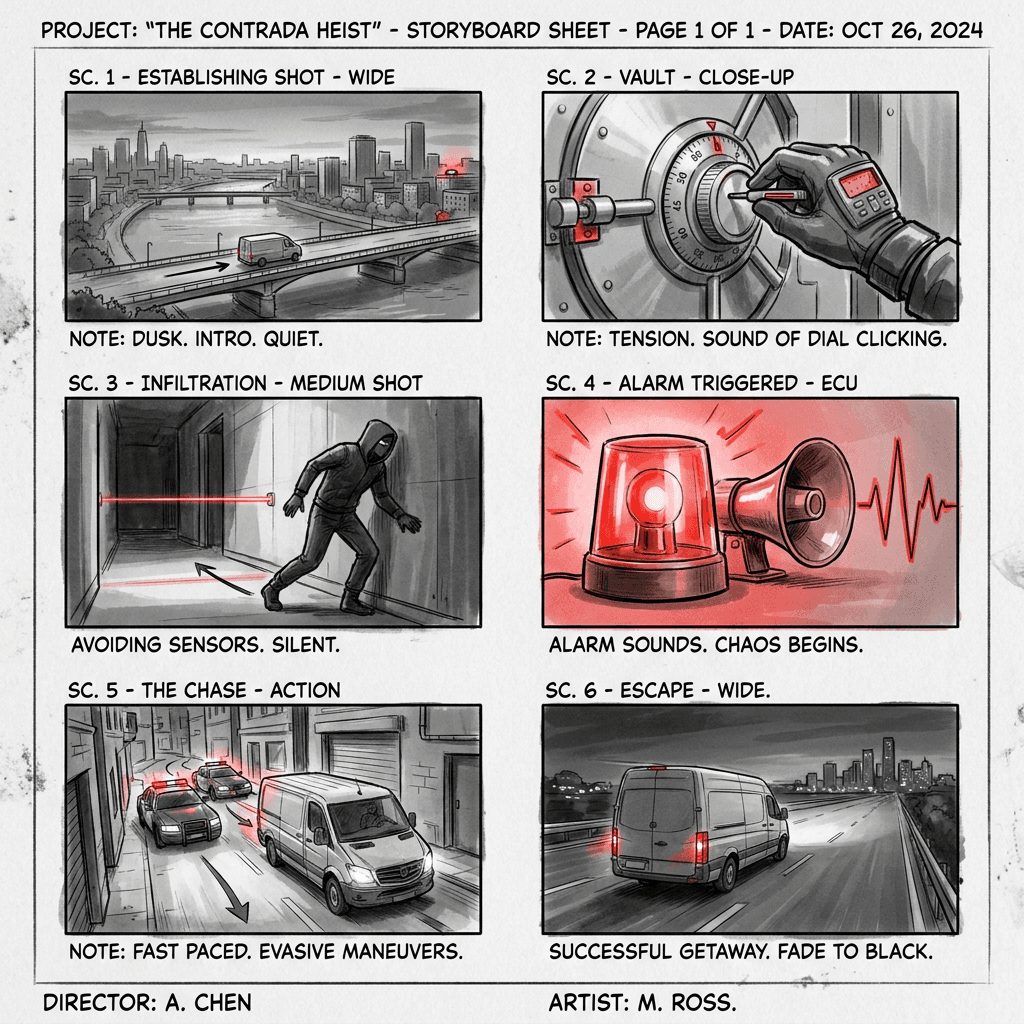 Heist Storyboard Sheet