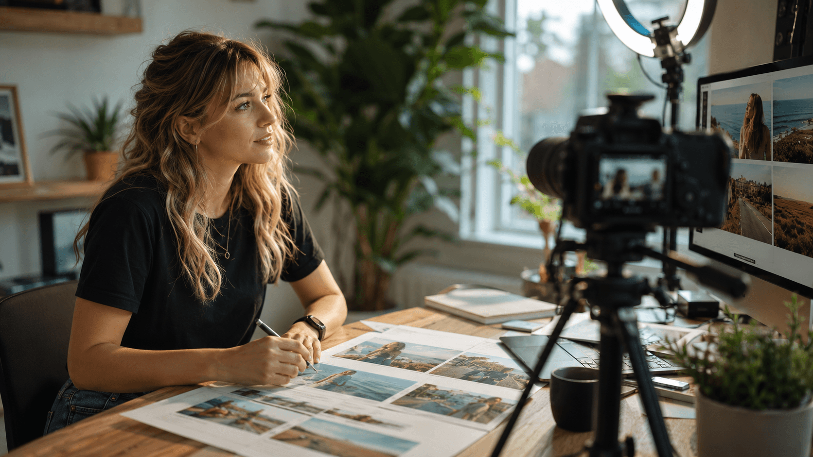Creator planning video shots with a storyboard