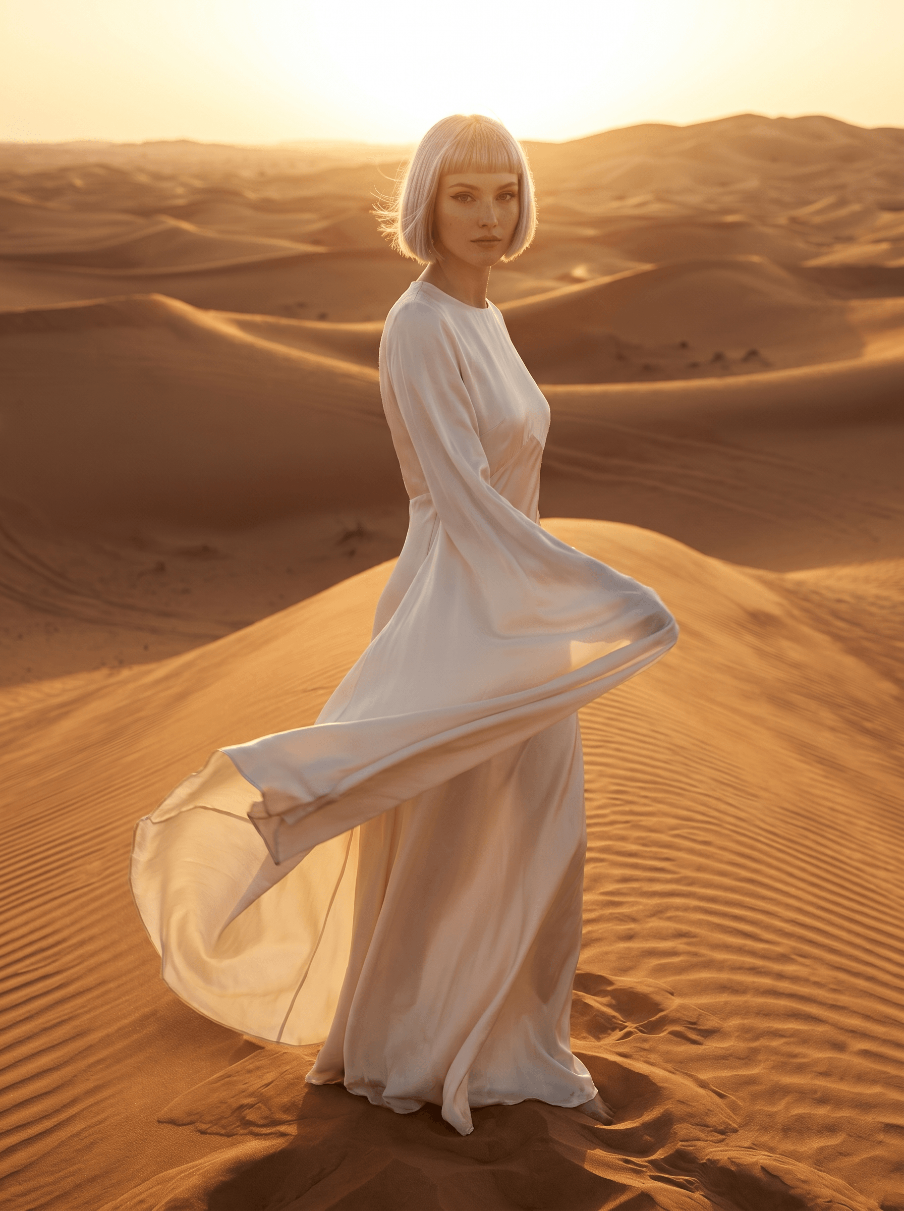 The same character on desert dunes