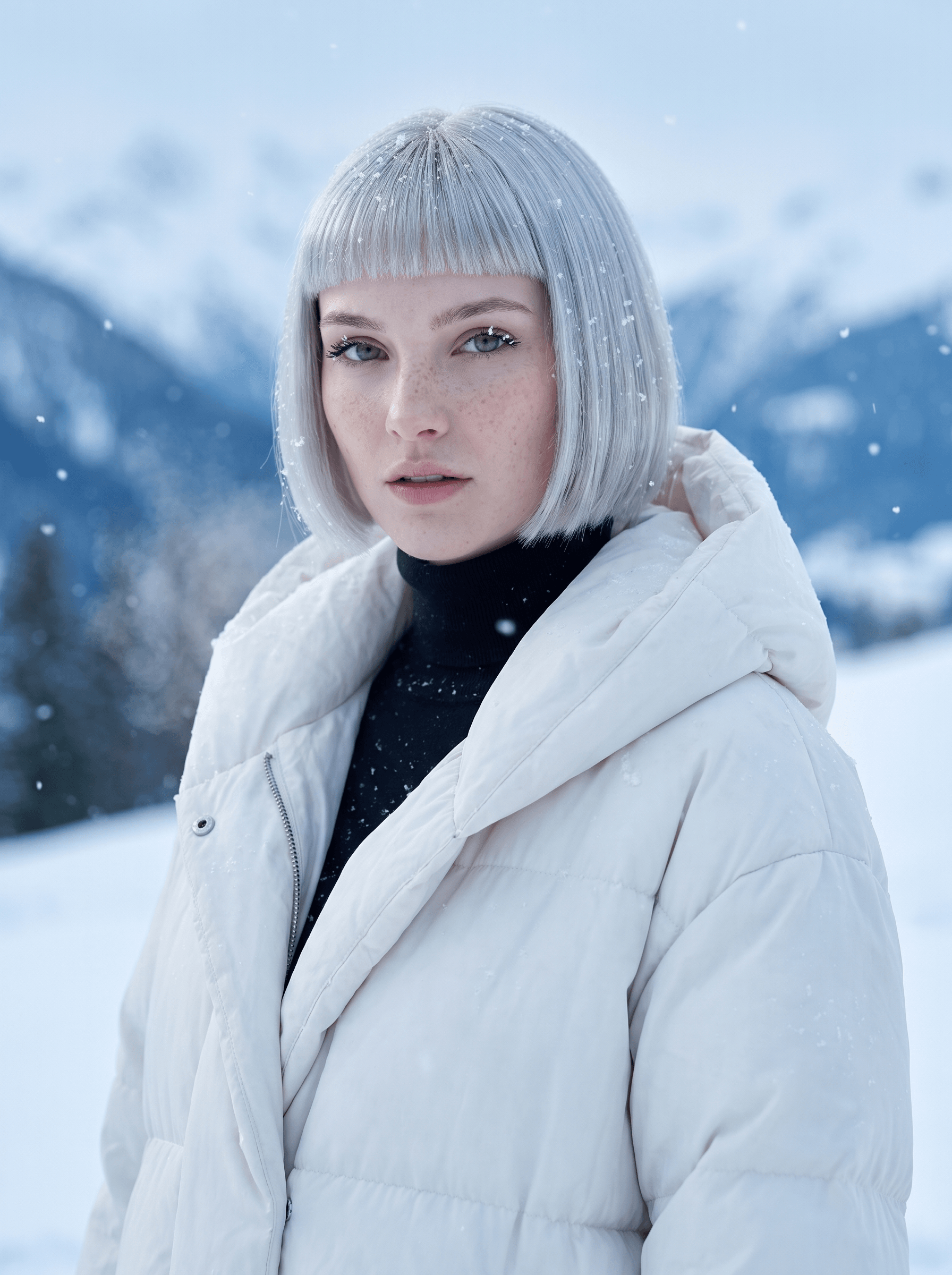 The same character in snowy mountains